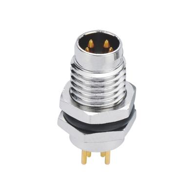 China Snap In M8 Circular Connector A Code M8 4 Pin Male Connector Panel Front Mount for sale