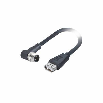 China 0.3m USB Connector Cables 4 Pin A Code Right Angled M12 USB Connector for sale
