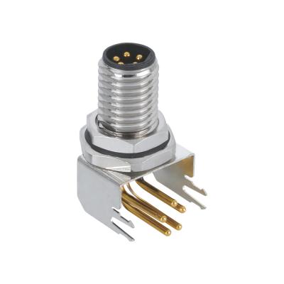 China 5Pin M8 Circular Connector 3A 30V Right Angled Male Panel Connector for sale