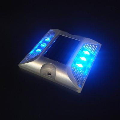 China Garden Highway Freeway Aluminum RGB Reflective Epoxy Filled Solar Road Stud Button Blue LED Cat Eye Light Pavement Marker for sale