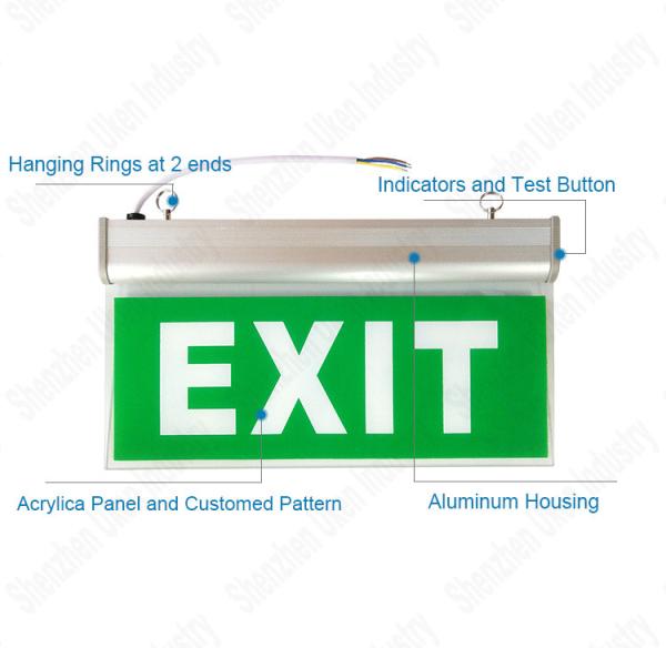 Quality Fire Safety Double Sided Small Size Automatic Ceiling Mounted LED Emergency Exit for sale