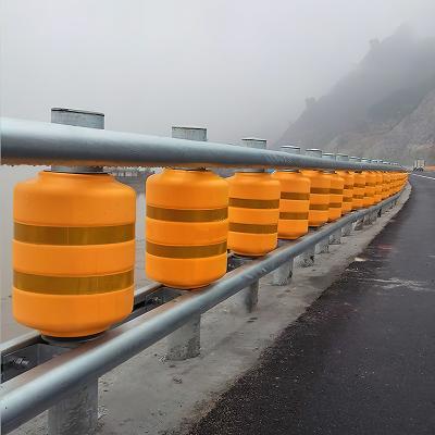 China Safety Traffic Road Barrier EVA Buckets Rolling Anti Crash Guardrail Road Roller Barrier for sale