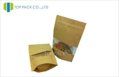 China Clear Window brown paper coffee bags Ziplock Closed / kraft bags with window for sale