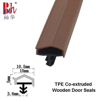 China Tiras de sellado de puerta de madera coextruida de alta resistencia Tira de sellado de clima de puerta de TPE Marrón en venta