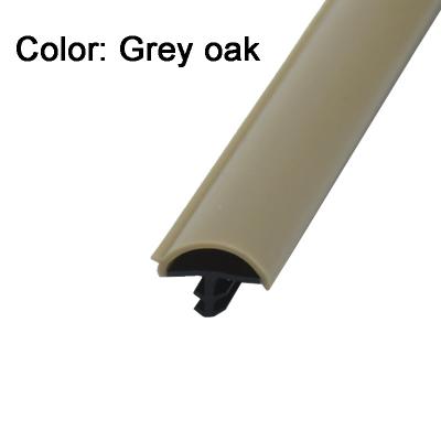 China Slot Type Anti Collision D Shape Wooden Door Seal Strip Grey Oak Color 12*5mm for sale