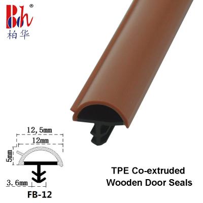 China D Shape Wooden Door Co Extrusion Weatherstripings Sealing Strips Teak Color 12*5mm for sale