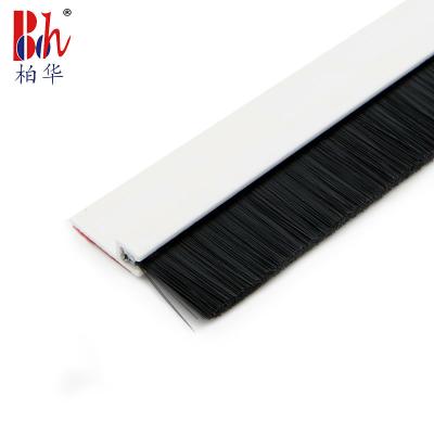 China Self Adhesive Door Bottom Seal Strip White PVC With PP Brush for sale