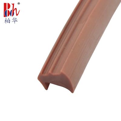 China 10*8 mm Brown PVC Rubber Strip Groove Type Barrier Strips for sale