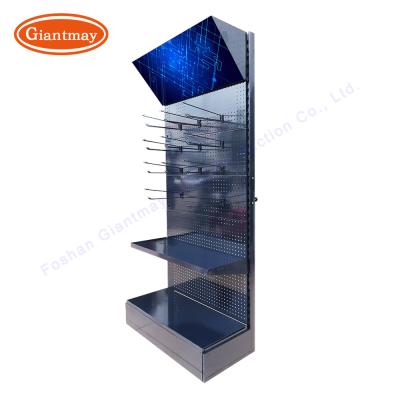 China Power Tool Hardware Shop Pegboard Floor Rack Free Standing Display Stand Metal for sale