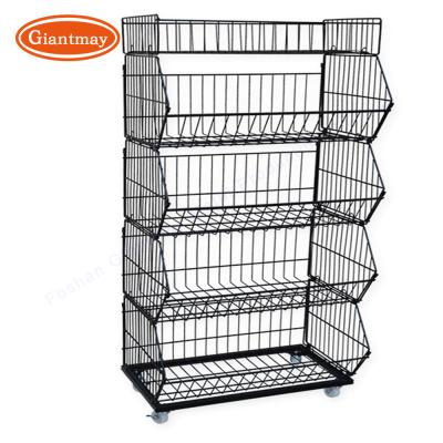 China Candy Bread Biscuit Potato Chip Stand Snack Metal Display Racks for sale
