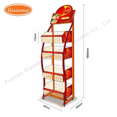 China Supermarket Chocolate Chip Display Rack Steel Display Stand for sale