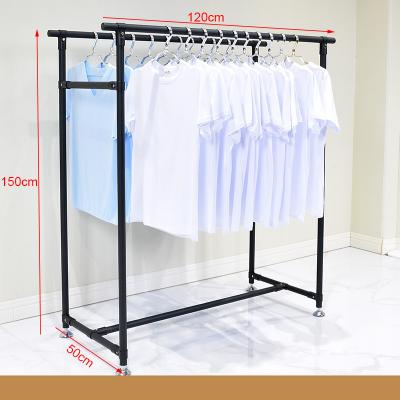 China Double Shop Cloth Display Rack Metal Cloth Dry Stand Easy Assembly for sale