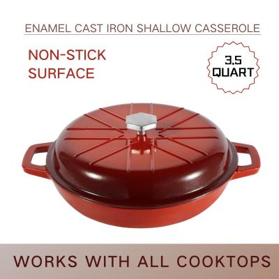 China Profession Enameled Cast Iron Casserole Cast Iron Shallow Dish With Lid for sale