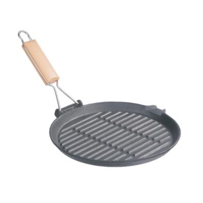China Round Cast Iron Grill Griddle Griddle Pan Folding Handle for BBQ for sale
