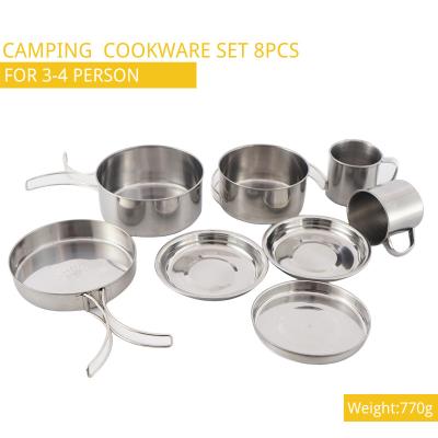 China Hiking Pot Camping Kitchen Accessories Cookware For Picnic 8pcs/Set for sale