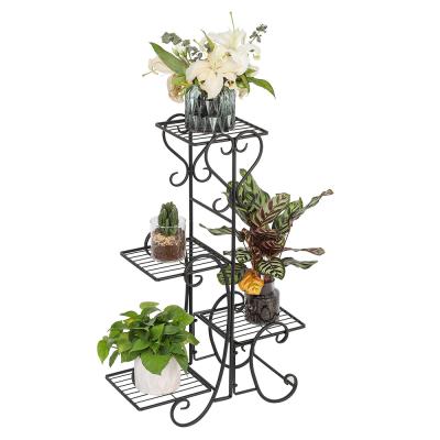China Outdoor Plant Stand Display Shelf Hanging Cast Iron Flower Pot Holder Multi Tiered for sale