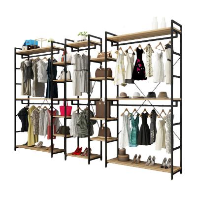 China Commercial  Metal Display Fixture Heavy Duty Retail Shelving Apparel Rack Display Clothes Rail for sale