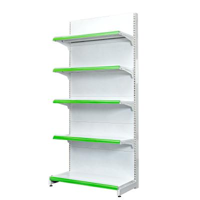 China Gondola Supermarket Display Shelves Wall Metal Grocery Store Retail Fixture for sale