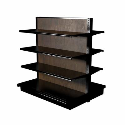 China Timber Wooden Gondola Display Shelving Black Unit Commercial for sale