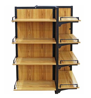 China Wooden Bakery Grocery Store Displays Shelf Stand Wood Floor Racks for sale