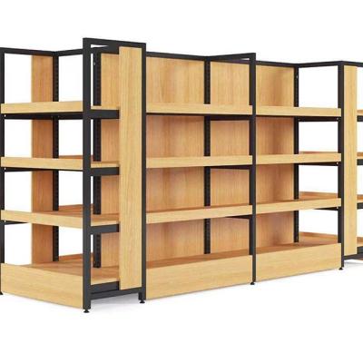 China Supermarket Wooden Display Racks For Retail Stores Shelving Stand Units for sale