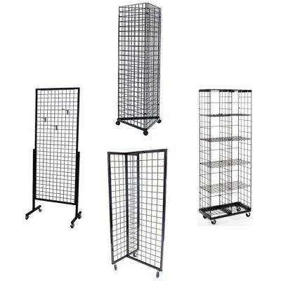 China Metal Black Wire Grid Display Racks Gridwall Panel Merchandise Hardware Display Stands for sale