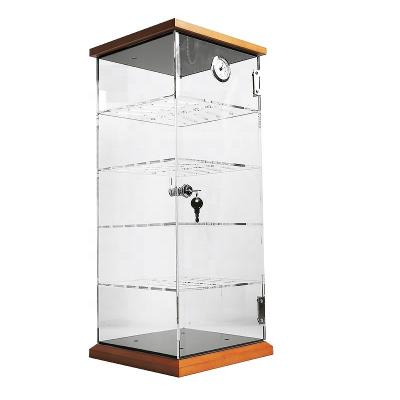 China Acrylic Cigarette Display Case Stands Wood Base Locking 4 Shelves Tobacco Store for sale