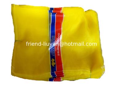 China Yellow HDPE Leno Woven Mesh Bag With Printed Label L Stitched Mesh Bags For Ginger Packing for sale