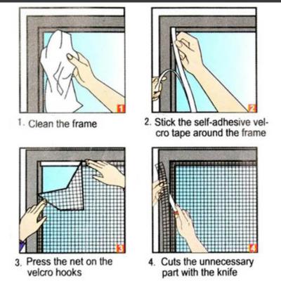 China DIY Polyester Window Mosquito Net Kit Velcro Hook Fastner Fly Screen For Window for sale