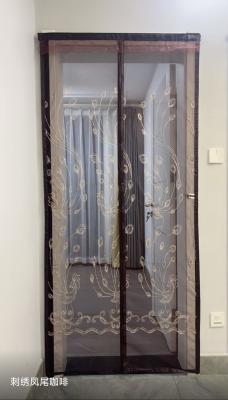 中国 Fine Knitted Magnetic Mesh Door Curtain, Embroided Net Door Curtains,Magic Mesh Home Door Curtain, Anti Mosquitos Door 販売のため