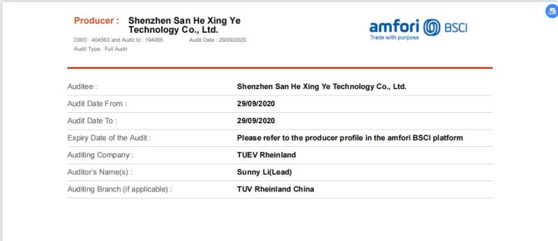 BSCI - Shenzhen San He Xing Ye Technology Co., Ltd