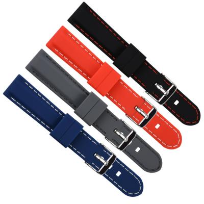 China 30mm Classic Stitch Mens Rubber Watch Bands 22mm Silicone Watch Band Quick Release for sale