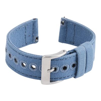 China SHX Denim Blue Canvas Watch Strap , Square End 18mm quick release watch band for sale