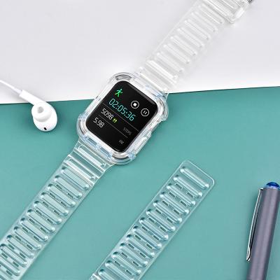 Chine Courroies en caoutchouc transparentes de montre-bracelet d'ODM TPU pour des montres d'Apple à vendre