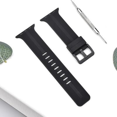 China 38 40mm 42 faixas 44mm pretas da correia de relógio da borracha de silicone para o relógio de Apple à venda