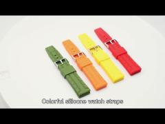 Multiple Colors Soft Silicone Watch Strap 22mm Flexible With Stainless Buckles