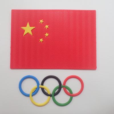 China TPU Logo Patch Heat Transfer Badge 3D Flag Five Ring For Cap for sale