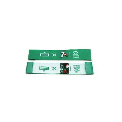 China Rotula etiquetas tecidas de Logo Straight Cut Hem Tags damasco colorido para o fato à venda