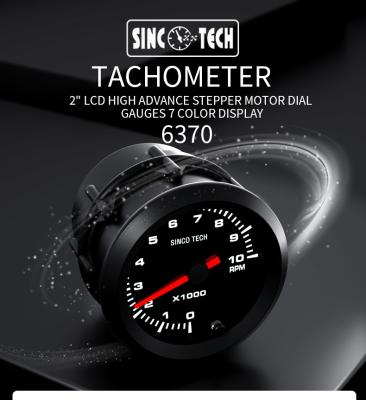 China 6370 Sensor 52mm Digital Tachometer Gauge 7 Color Stepper Motor Gauges for sale