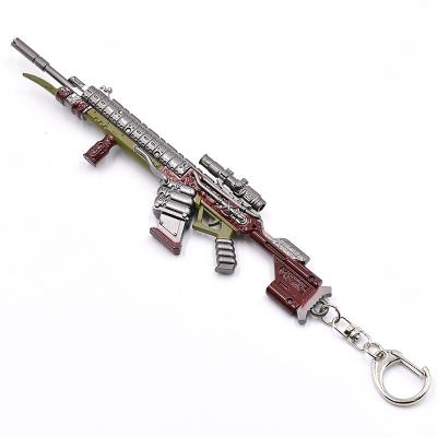 China Black and red mini metal material game props gun mold key chain on stock by Customization Ape x gift toy for sale