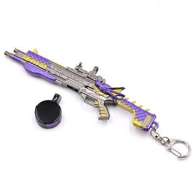 Chine Purple Mechanical Wind mini metal gun molde Keychain 1:6 authentic restoration of game props Ape x shoot game à vendre