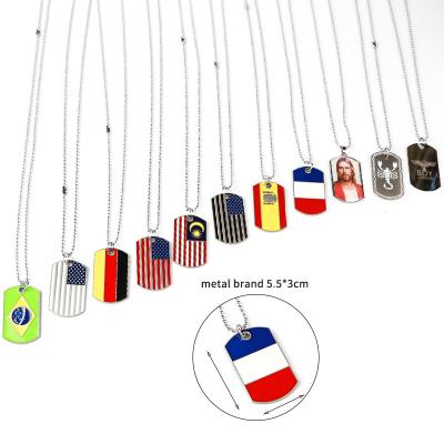 China Metal National Flag Zinc Alloy Pendants Gold Plated Patriot Dog Tag Pendant Necklace for sale