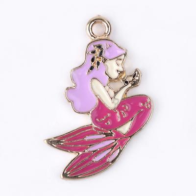 China Glue Dropping Paint Baking Mermaid Pendant Zinc Alloy Jewelry Gift Keychain for sale