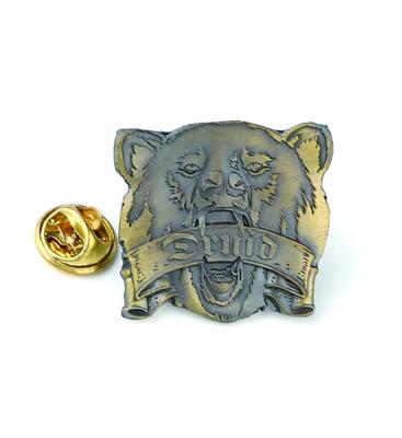 China Lion Head Brooch Pin Retro Bronze Gold Souvenir Pin Badges Animal Lapel Type for sale