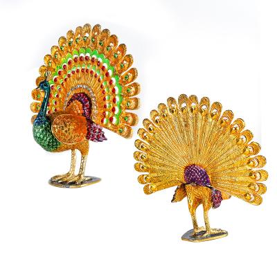 China Peafowl Bird Ornaments Small Decorative Metal Knick Knacks Article Diamond-Set for sale