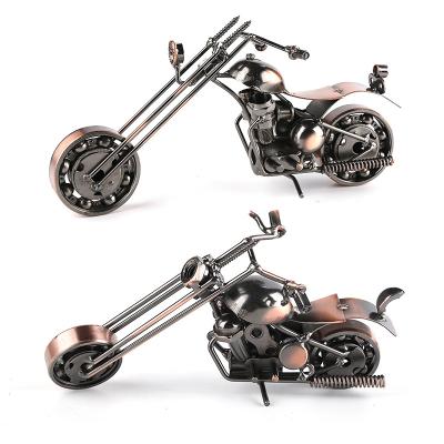 China Vintage Iron Motorcycle Die Cast Toy Cars Handicraft Collectible Iron Crafts for sale