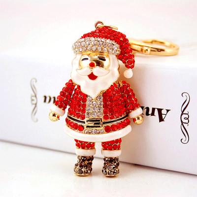 China Crystal Santa Claus Snowman Metal Knick Knacks Keyring Accessories Ornament Pendants for sale