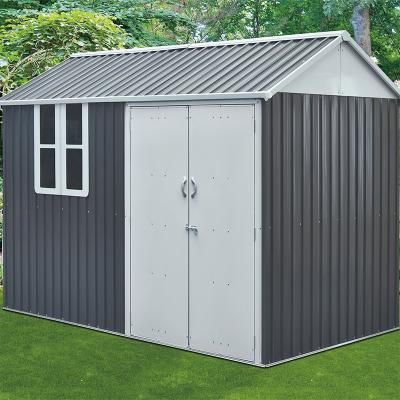 China Anthracite Grey Metal Shed 6x8ft 6x10ft 8x10ft With 2pcs Plastic Door Handle for sale