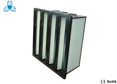 China Large Dust Holding V Bank Air Filters With Fiberglass Medium Material for sale