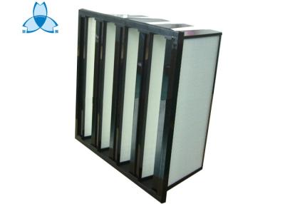 China Second Stage V Bank Fiberglass Air Filters Air Ventilation System 592x490x292 for sale